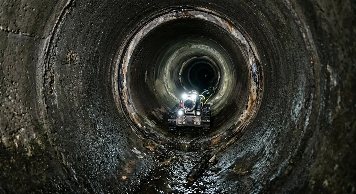 Robotic sewer camera inspecting pipe interior for Drain Snake Service in Coto de Caza